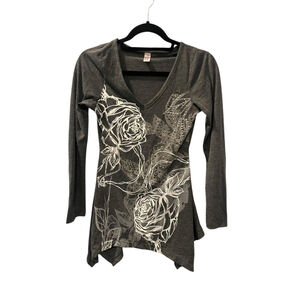 Vintage Y2K Otomix Long Sleeve Floral Studded Casual Shirt Size Medium Women's